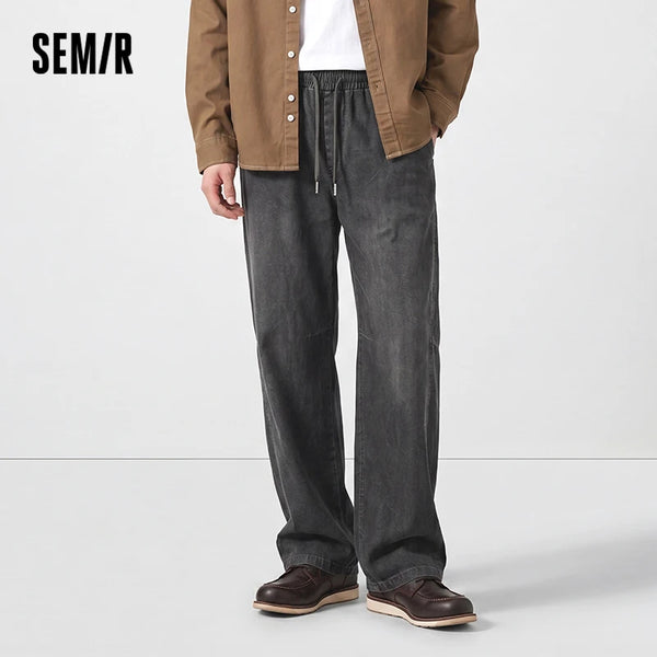 ខោបុរស Semir កប្បាសជើងកោងខ្សែចងចង្កេះយឺតរលុងស្ទីលធម្មតាខោរដូវស្លឹកឈើជ្រុះពាក់ប្រចាំថ្ងៃ 2026