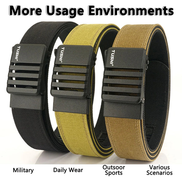 TUSHI New Hard Military Belt for Men Metal Automatic Buckle IPSC Gun Belt 1100D Nylon Tactical Belt Outdoor Sports Girdle Male
