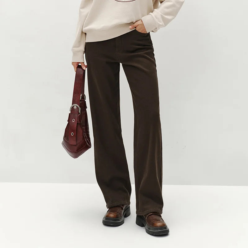 Semir Loose Fit Pants Wide Leg High Waist Women 2025 Winter Slim Look Basic Casual Trousers Comfortable Street Style Wear