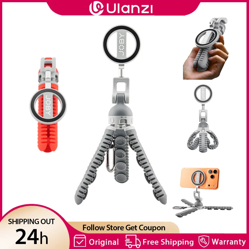 JOBY PZ01 PodZillaᵀᴹ ជើងកាមេរ៉ាស្រូបទឹកត្រីមឹកម៉ាញេទិក ជាមួយនឹងជើងកាមេរ៉ាដែលអាចលៃតម្រូវបាន 360° សម្រាប់ Iphone 17 16 15 Android Car Vlog