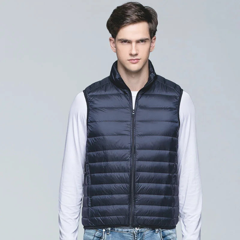 Green Mens Light/Thin Sleeveless Vest Jacket,Stand Up Collar Zipper Switch Waistcoat,Asian Size,Wine Red Gray Royal Blue Black