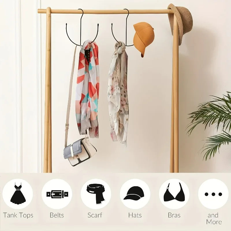 2pcs Durable Stainless Steel Clothes Hook,Multi-functional Hat Rack,Baseball Cap,Space-saving,Easy Install for Wardrobes & Doors