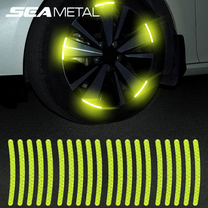 SEAMETAL 20/40PCS Car Motorcycle Wheel Reflective Strips Colorful Hub Stickers Car Styling Decal Sticker Safety Warning Tape