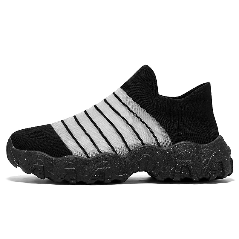 Unisex Sports Shoes Summer Lightweight Thick Soled Cushioned Breathe Mesh Without Straps Casual Versatile Outdoor Walking Shoes