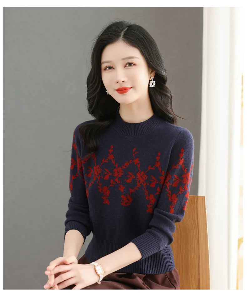 Knitted Jersey For Women Christmas Sweater Autumn Winter Pullovers Tops Female Spring Knitwear Pull Shirt Femme Basic Wear
