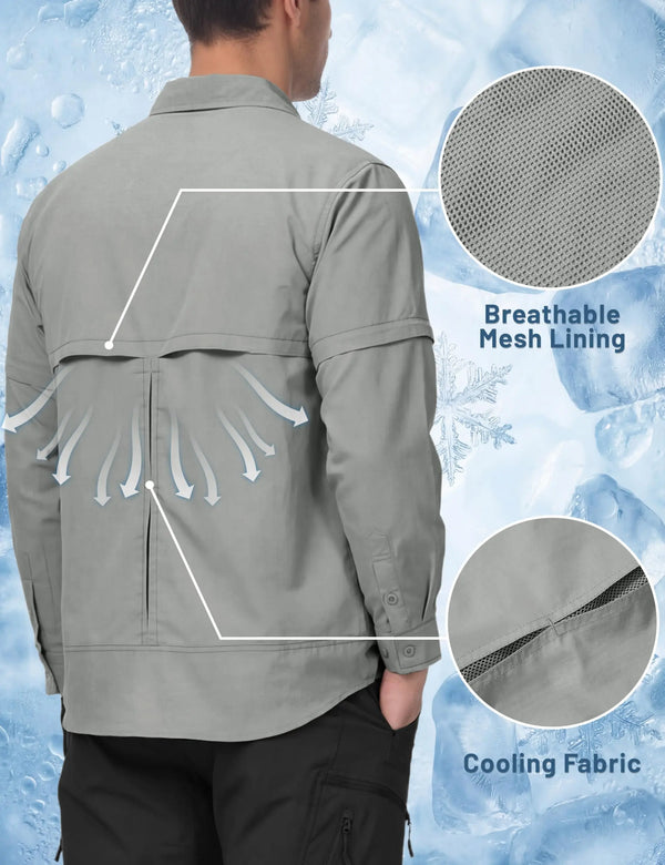 TACVASEN Mens Summer Quick Dry Short Sleeve Cargo Shirts UV Protection Nylon Fishing Shirts Button Down Work Shirts with Pockets