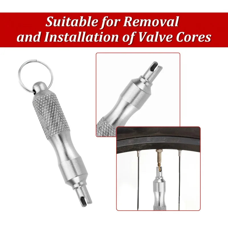 1/2pcs Premium Zinc Alloy Valve Core Tool – Universal Bike & Motorcycle Tire Repair Keychain. Compact, Sturdy & Portable.