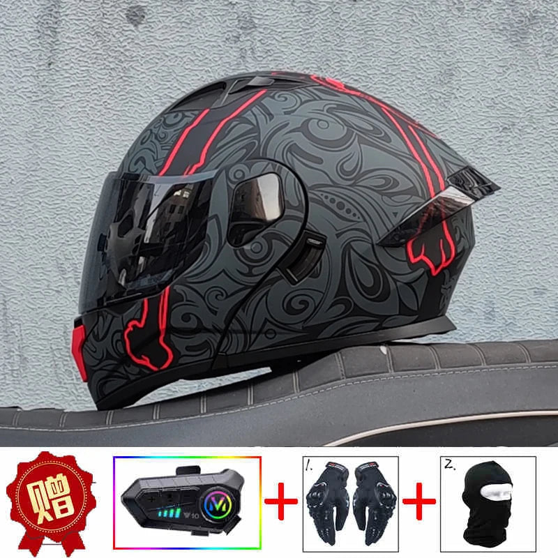 ORZ high-quality motorcycle professional racing flip helmet ABS material modular dual lens Bluetooth helmet DOT certification
