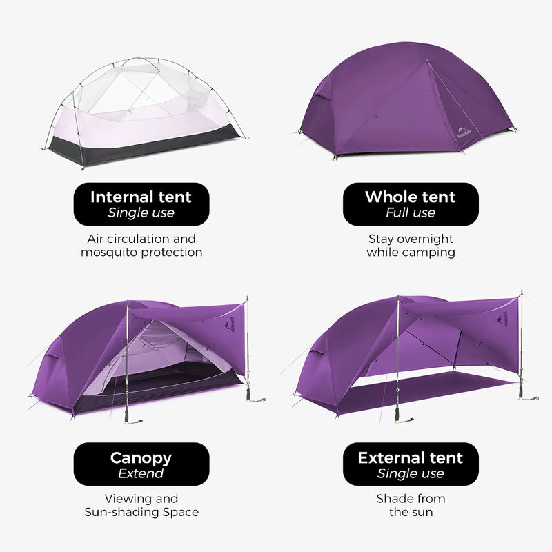 Naturehike New 2026 Mongar Base Outdoor Double Layer 210T 2/3Person Tent Ultra Light Hiking Waterproof Tent Outdoor Camping Tent
