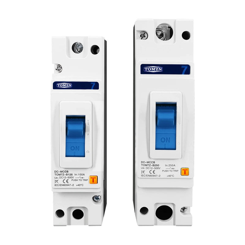 TOMZN 1P DC 500V DC Solar Molded Case Circuit Breaker MCCB Overload Protection B Curve for Solar Photovoltaic PV