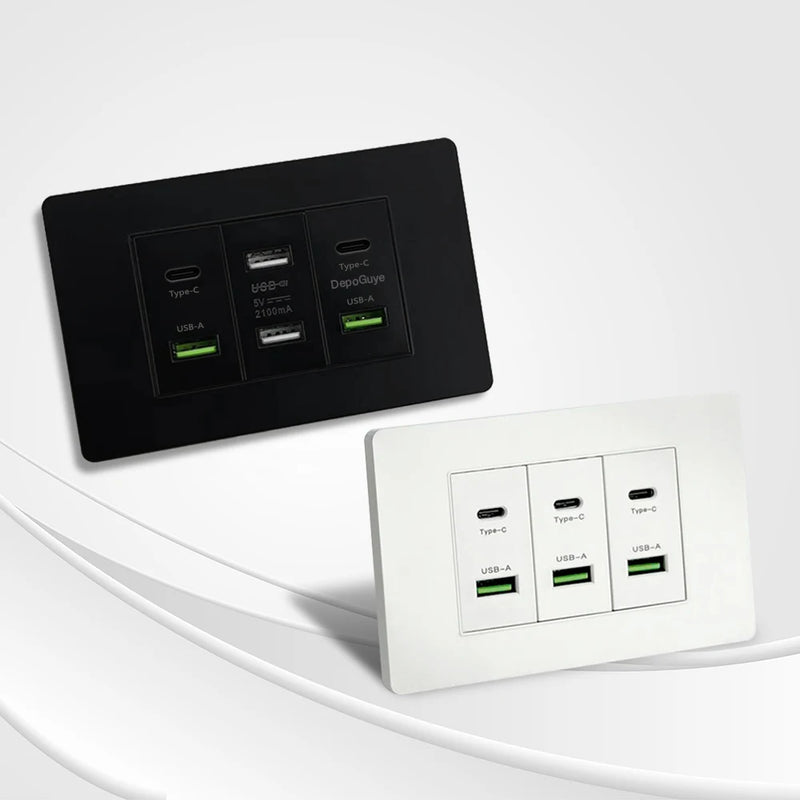 Korea Chile standard 20W Super Fast smart Charge Type C USB Port Power Wall Socket Plug,118*73mm Quick Charge electrical Outlet