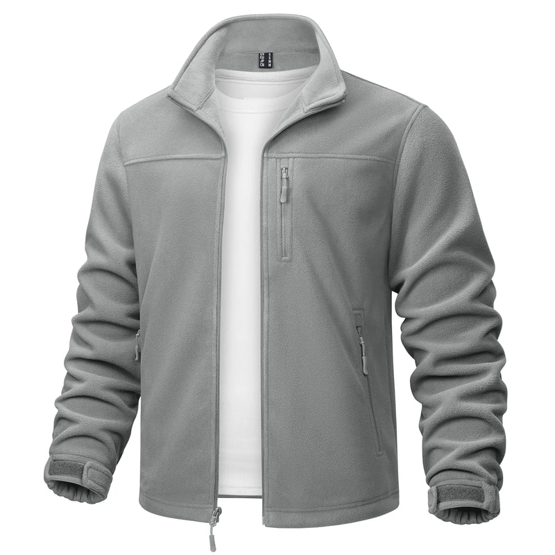 TACVASEN Stand Collar Fleece Jackets Mens Thermal Warm Full Zip Work Jacket Outdoor Trekking Hiking Jackets Windbreaker