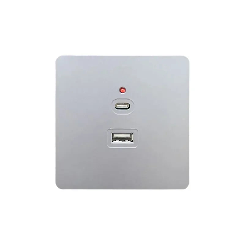 Black Universal Wall USB C Socket, 10W Type-c 2port USB Plug Adapter Outlet, Wall-mounted Eu 220V Electrical Power Socket