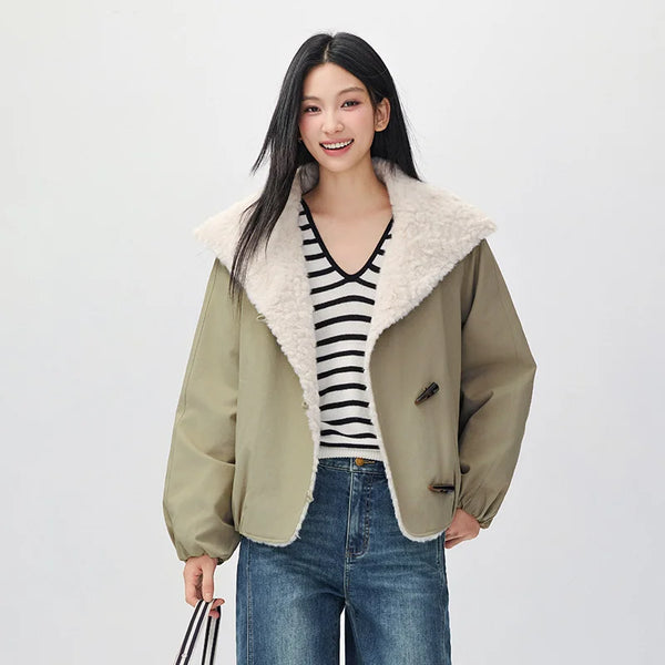 អាវក្រៅ Semir សម្រាប់នារី ដៃអាវ Raglan កអាវទន់ សមល្មម រចនាបថ Vintage ឆ្នាំ 2026 សម្លៀកបំពាក់ប្រចាំថ្ងៃរដូវរងាថ្មី រចនាបថធម្មតាសម្រាប់ទីក្រុង