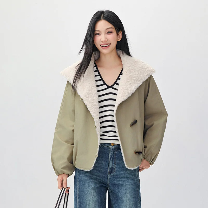 អាវក្រៅ Semir សម្រាប់នារី ដៃអាវ Raglan កអាវទន់ សមល្មម រចនាបថ Vintage ឆ្នាំ 2026 សម្លៀកបំពាក់ប្រចាំថ្ងៃរដូវរងាថ្មី រចនាបថធម្មតាសម្រាប់ទីក្រុង
