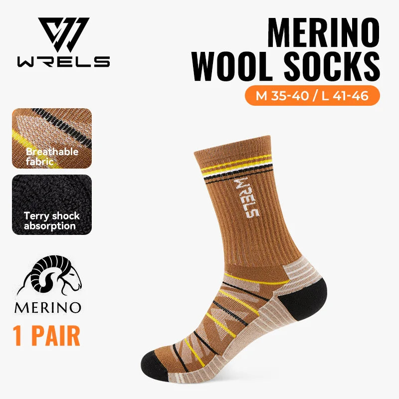 WRELS 1/2/3pairs Merino Wool Hiking Socks Warm Thermal Winter Moisture Wicking Socks Breathable Performance Wool Hiking Socks