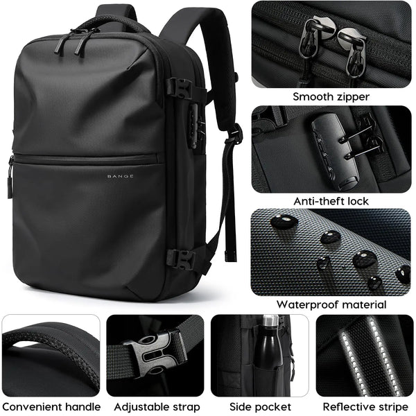 BANGE Anti-Theft Vacuum Compression Backpacks Men Travel Backpack Lock Bag Large Capacity 16 Laptop Bags For School Cabin Bags
