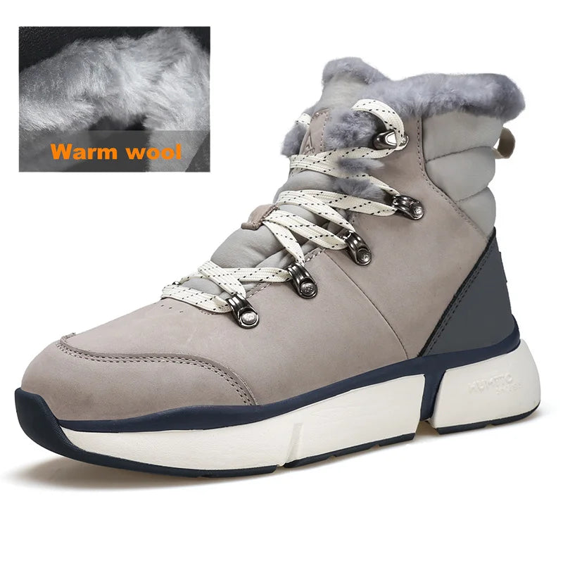 HUMTTO Women's Hiking Boots Winter Leather Snow Trainers Luxury Designer Trekking Boots Outdoor Casual Shoes 2024 Woman Sneakers