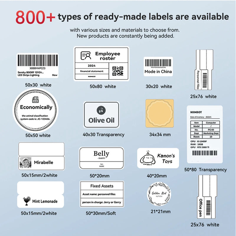 Niimbot B1 Thermal Label Printer Bluetooth Portable Pocket Label Maker Barcode QR Code Self-adhesive Sticker Labeling Machine