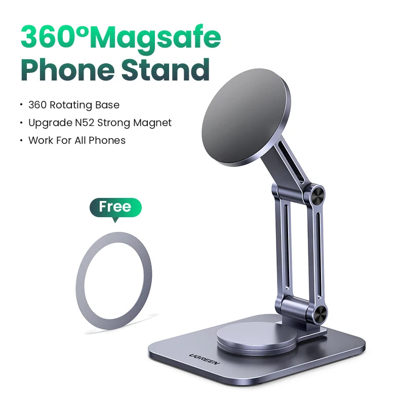 【New】UGREEN Magnetic Phone Holder Aluminum Cell Phone Stand For Magsafe iPhone 16 15 14 Pro Xiaomi Samsung Mobile Phone Holder