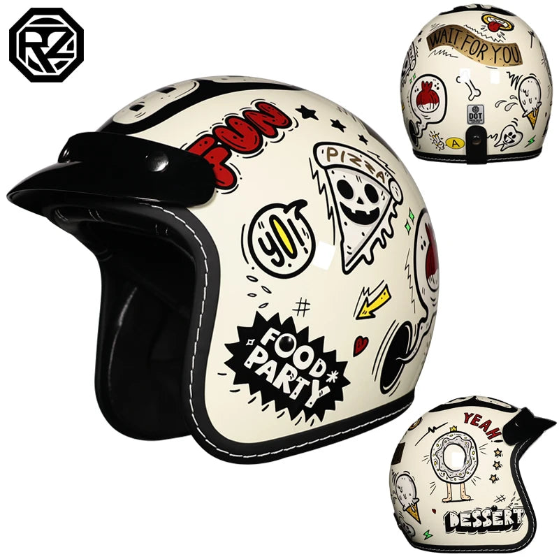 Vintage Motorcycle Helmet Hat 3/4 Open Half Helmet casque moto Four Seasons