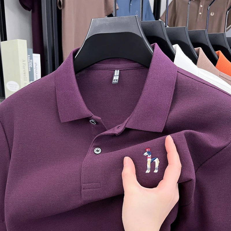 Luxury Man Short-Sleeved Polo Shirt Lapel Button 100%cotton Embroidery Spring New T-Shirt Ventilate Fashion Leisure MensClothing