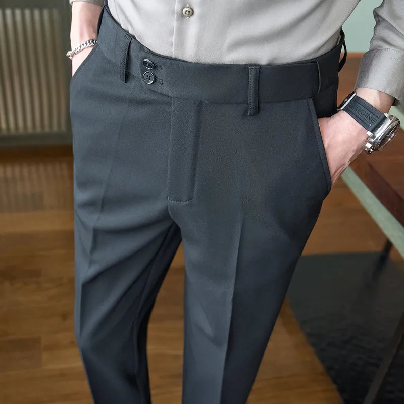 2026 Men's Winter Woolen Office Suit Pants, Slim British Style Wool Business Formal Dress Trousers, Asian Size 29-36, 2025 New