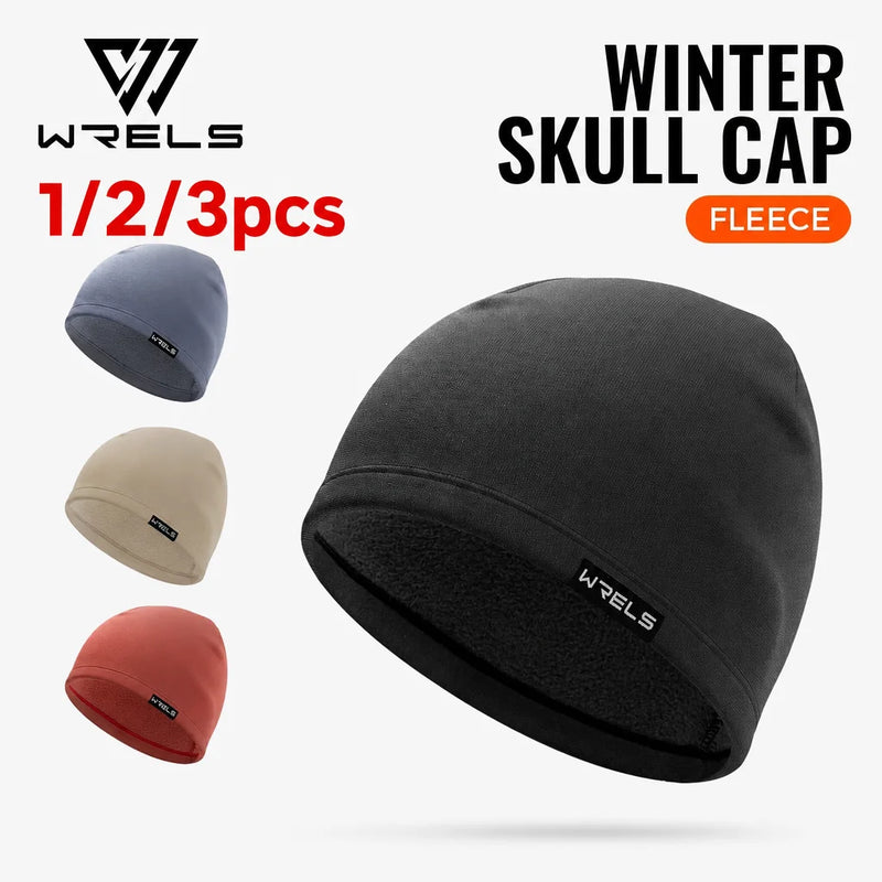 WRELS Skiing Cap Warm Anti Cold Skull Cap Sweat Wicking Fleece Windproof Helmet Liner Ear Flap Running Men Women Winter Beanie