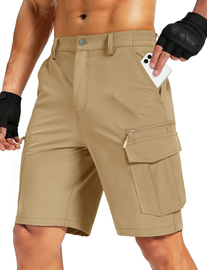 TACVASEN UPF 50+ Hiking Cargo Shorts with 7 Pockets Men 9" Quick Dry Lightweight Nylon Shorts Outdoor Work Shorts Fishing Casual