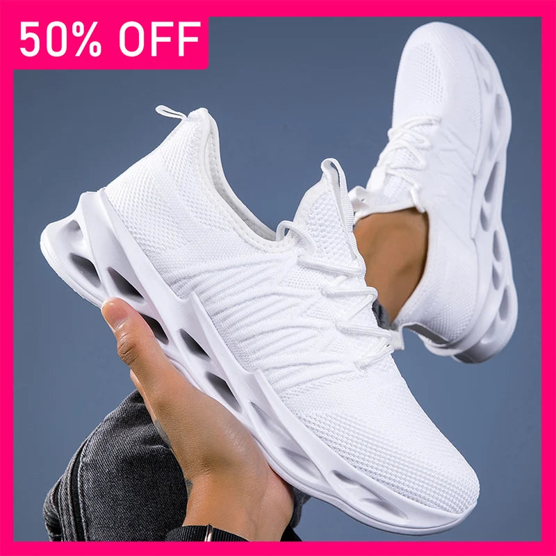 Men Sports Shoes Trendy Mesh Breathable Soft Sole Light Outdoor Running Shoes New Comfort Versatile Summer Casual Tennis Shoes