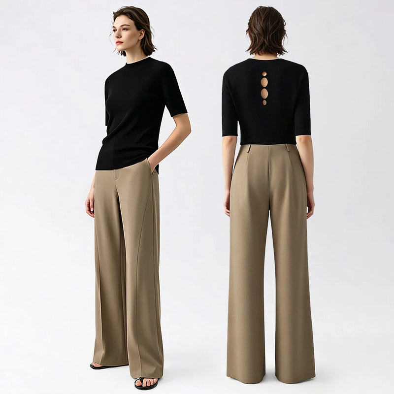 Amii Women's Flare Pants 2026 Autumn New Casual Stretch Office Trousers Long Length Comfy Twill Straight Pants Women 12613010