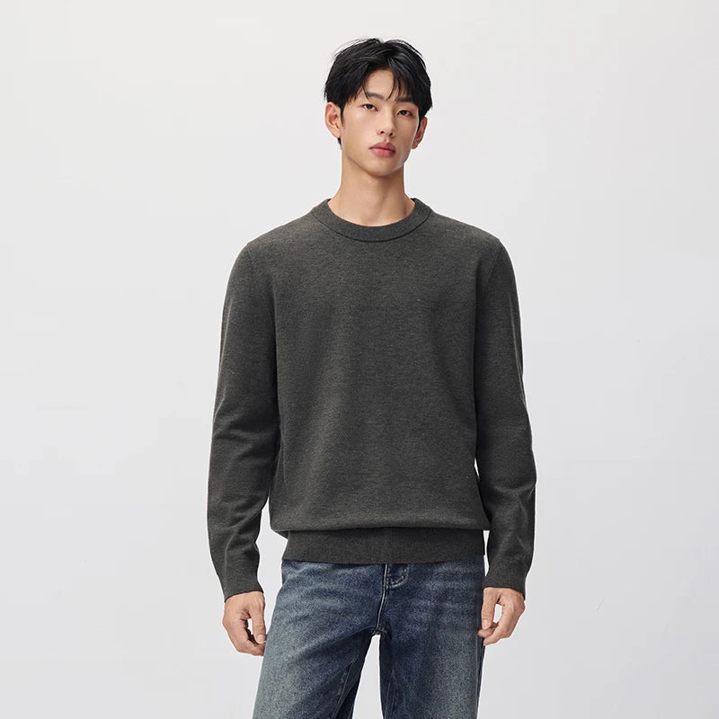 Semir Men Knit Sweater Solid Color Wool Blend Thermal Warmth Antistatic Antibacterial 2026 New Winter Daily Wear