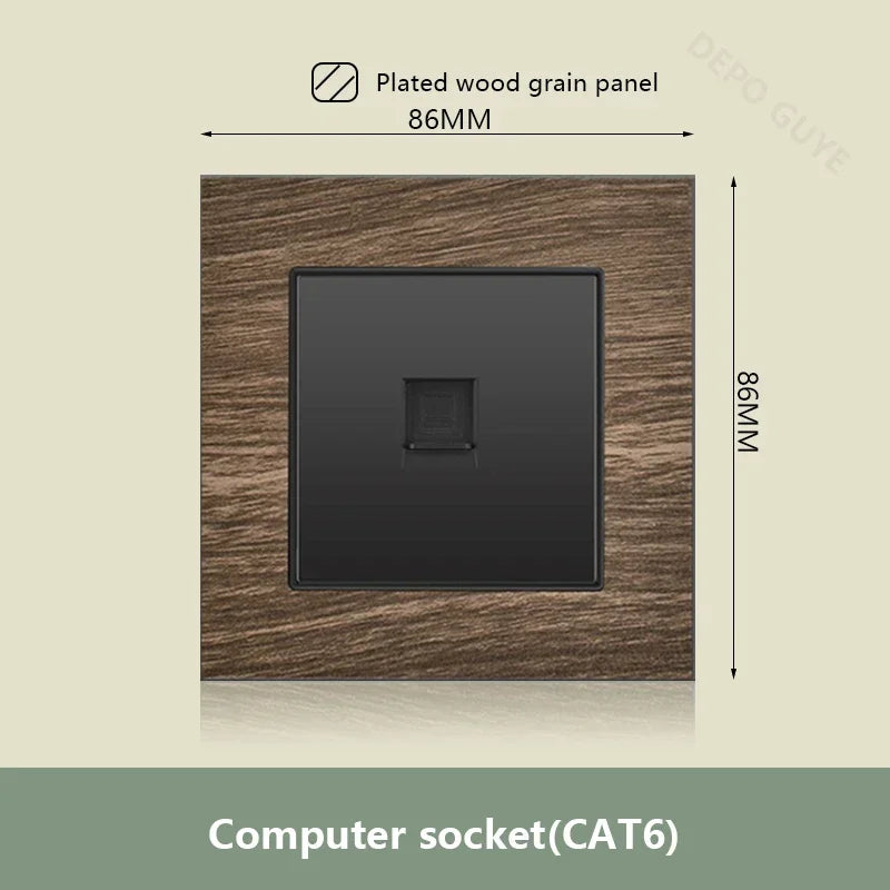 UK 18W Type-C Quick charge Dual Power Outlet,Universal Retro Wood Grain Electrical USB Socket,220V Electrical  Wall Light Switch