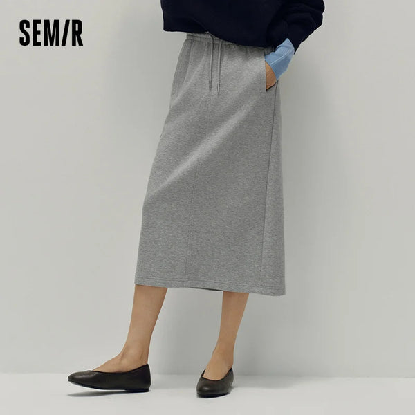 សំពត់ស្ត្រី Semir ប៉ាក់វែងត្រង់ចង្កេះយឺតស្ទីលកីឡាខោធម្មតាបែប Retro សំពត់មីឌីរដូវស្លឹកឈើជ្រុះពាក់ប្រចាំថ្ងៃ 2026
