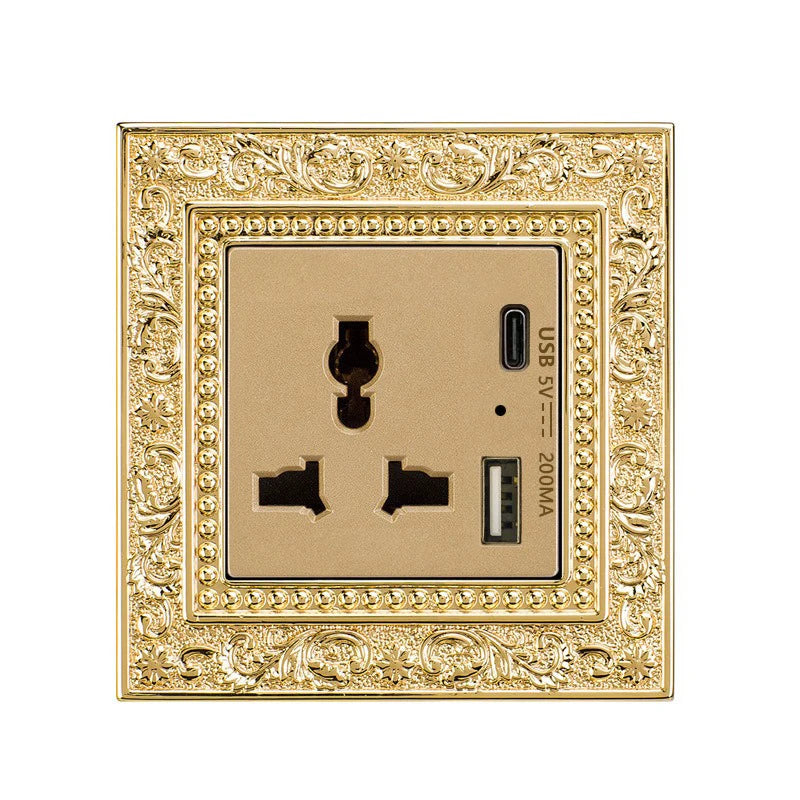 Luxury Vintage Push Button Switch 1/2/3/Gang 2Way,EU France Standard copper Wall socket,Universal light home switch power outlet