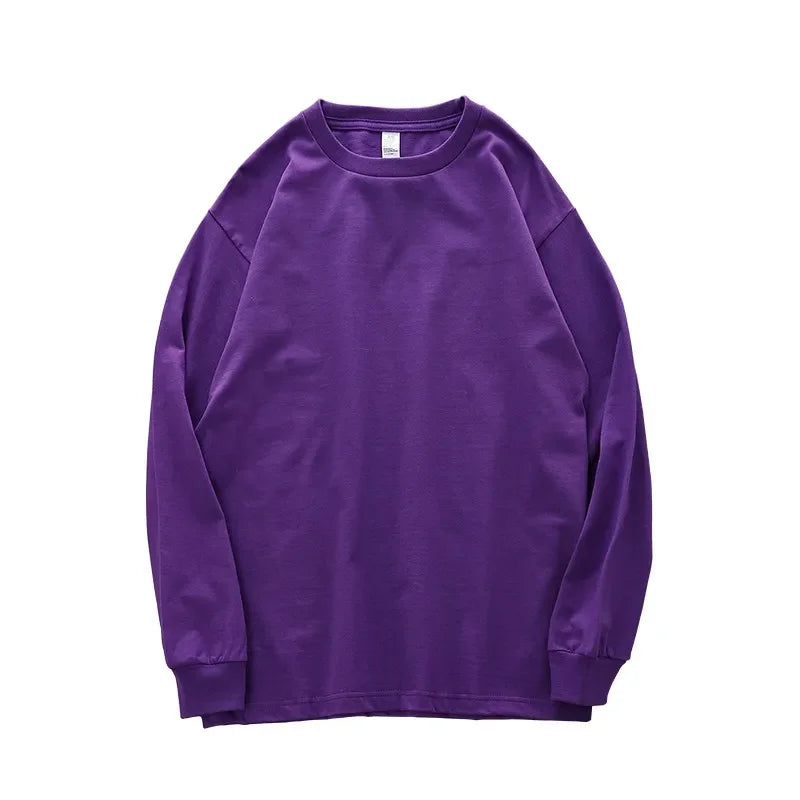 Dukeen 280g Heavyweight Long-Sleeved T-Shirt for Men 100% Cotton Shirts Oversized Solid Color Tops Plain Tees Men's Clothing