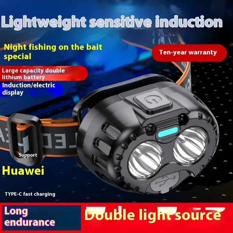 ចង្កៀងមុខ LED សម្រាប់នេសាទដែលអាចសាកបានសម្រាប់បោះតង់ ចង្កៀងមុខសម្រាប់ធ្វើការ 3 របៀបភ្លើងសម្រាប់នេសាទ បោះតង់ ឡើងភ្នំ