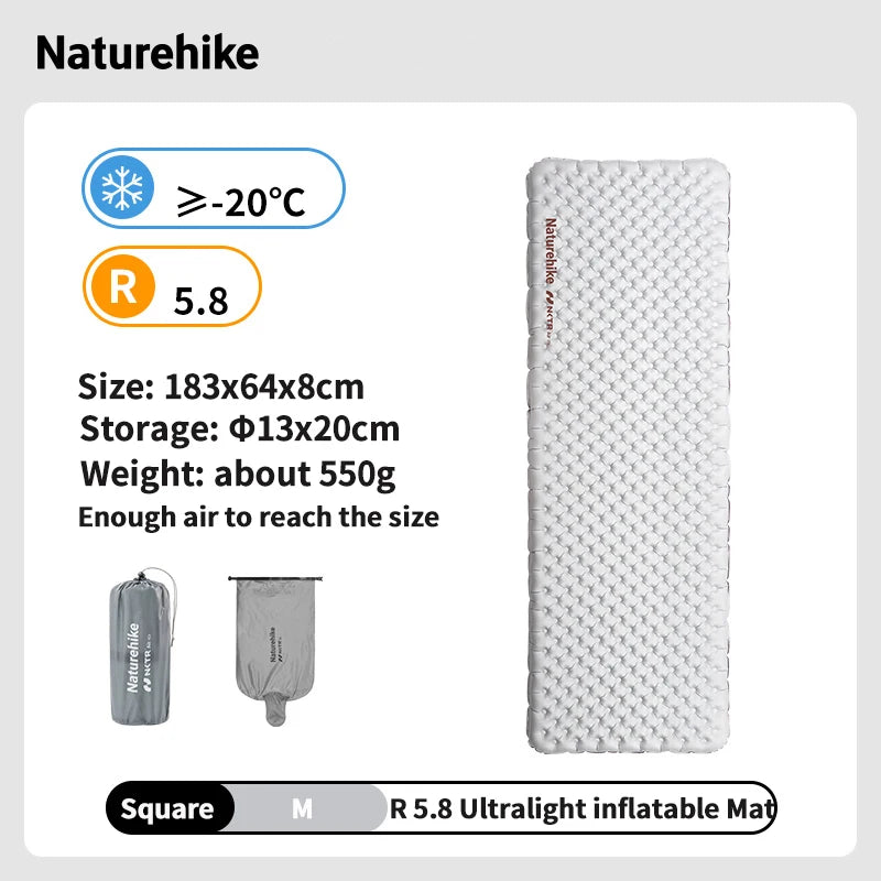 Naturehike Inflatable Mattress R 5.8 Outdoor Portable Foldable Tent Sleeping Single Pad Ultralight Hiking Travel Camping Mat