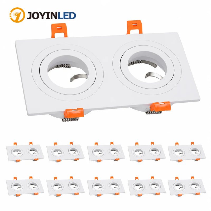 ស៊ុមភ្លើងពិដាន JOYINLED ក្បាលពីរជ្រុង 1/10 ដុំ សម្រាប់ដាក់ក្នុងរន្ធ LED ពណ៌ខ្មៅ ស GU10 MR16 សម្រាប់តុបតែងផ្ទះភ្លើង