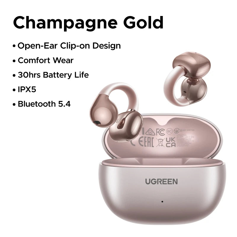Open Ear Clip Wireless Earphones Bluetooth Earbuds Sports Headphones 30H AI Call Noise Cancellation Playtime
