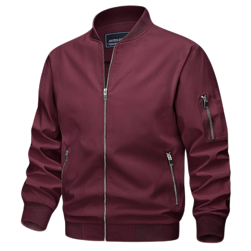 TACVASEN Mens Spring Fall Thin Daily Jackets Lightweight Casual Windproof Zip Pockets Coats Biker Outwear Outdoor Male