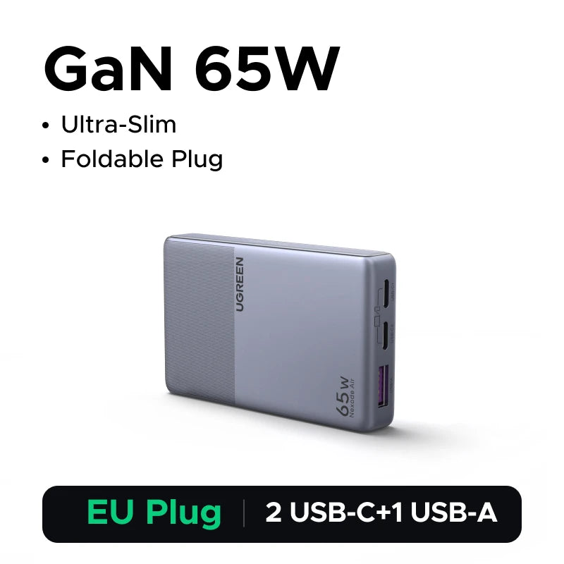 【Ultra Slim】UGREEN Nexode Air 65W GaN Charger PD3.0 QC4.0 PPS For Macbook Pro Air Laptop iPhone 18 17 Samsung S26 iPad Tablet