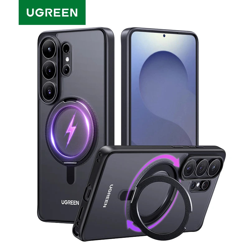 UGREEN For Samsung Galaxy S26 Ultra 360° Magnetic Ring Stand Case Black S26Ultra Macsafe Rotatable Kickstand Cover 2026
