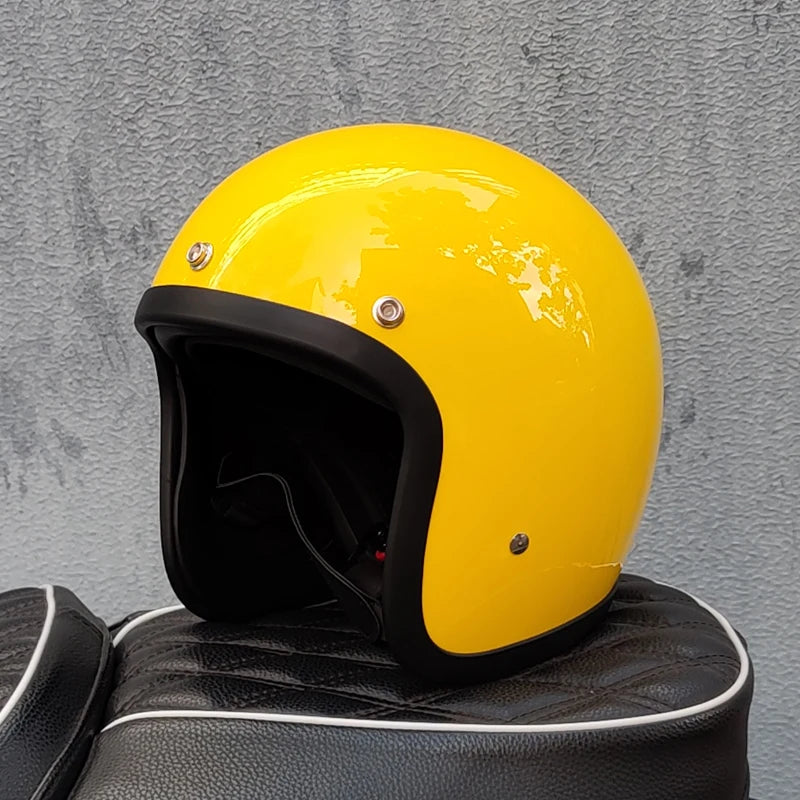 Retro Open Face Motorcycle Helmet Genuine Vintage FiberGlass Scooter Riding 3/4 Jet Casco DOT Approved Moto Capacete orz-tx-500