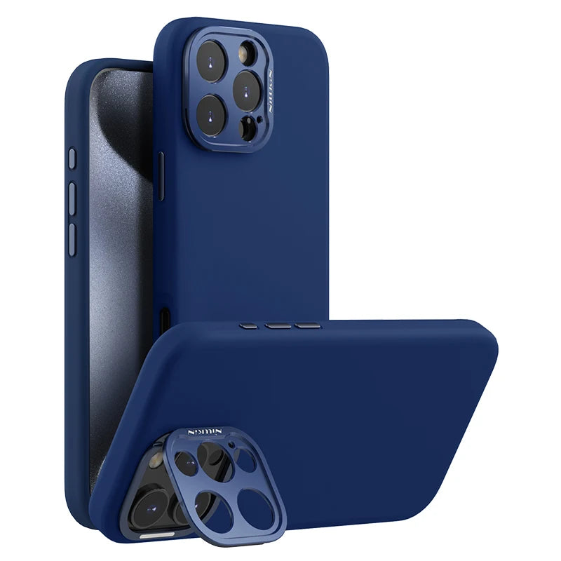 Nillkin For iPhone 16 Pro Max Magsafe Case Classic Liquid Silicone With Camera Protection Stand Magnetic Cover For iPhone 16 Pro
