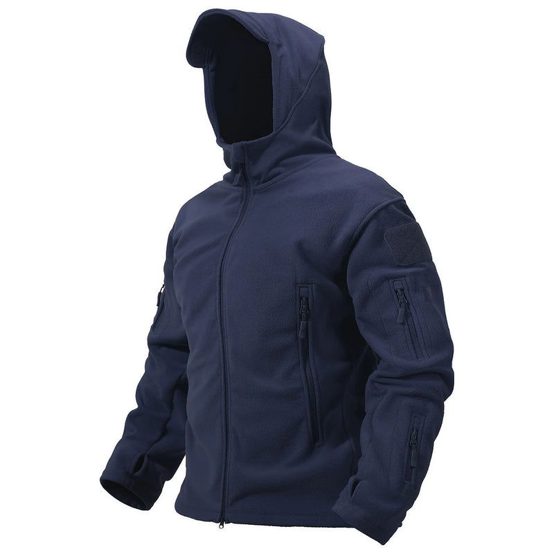 TACVASEN Men's Hoodie Fleece Jacket Fall Winter Warm Full-Zip Outdoor Hiking Working Camping Coat with Multiple Zippered Pockets