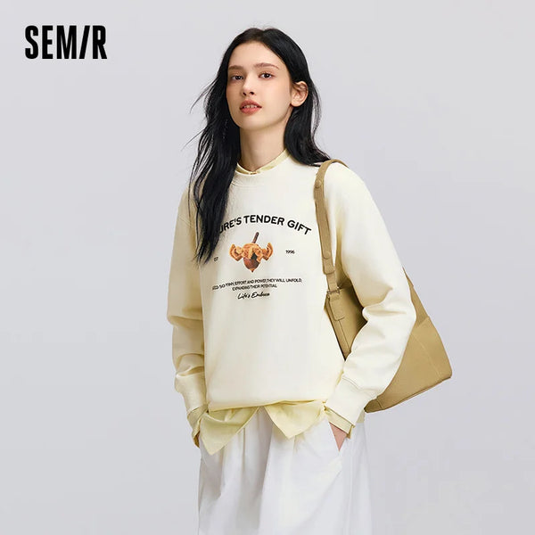 Semir  Graphic Hoodie Soft Texture Women Spring Casual Fashion Comfort Loose Style Trend Cozy New2025