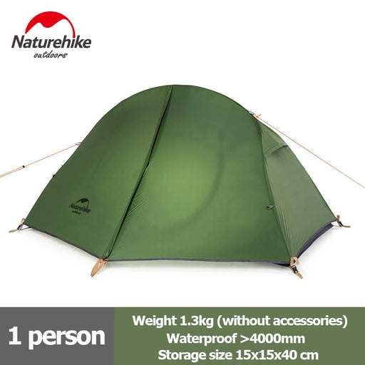 Naturehike Tent Ultralight 3 Season Waterproof Tent 20D 210T Hiking Tent 1 Person Backpacking Tent Outdoor Beach Camping Tent 1 Person - Green China