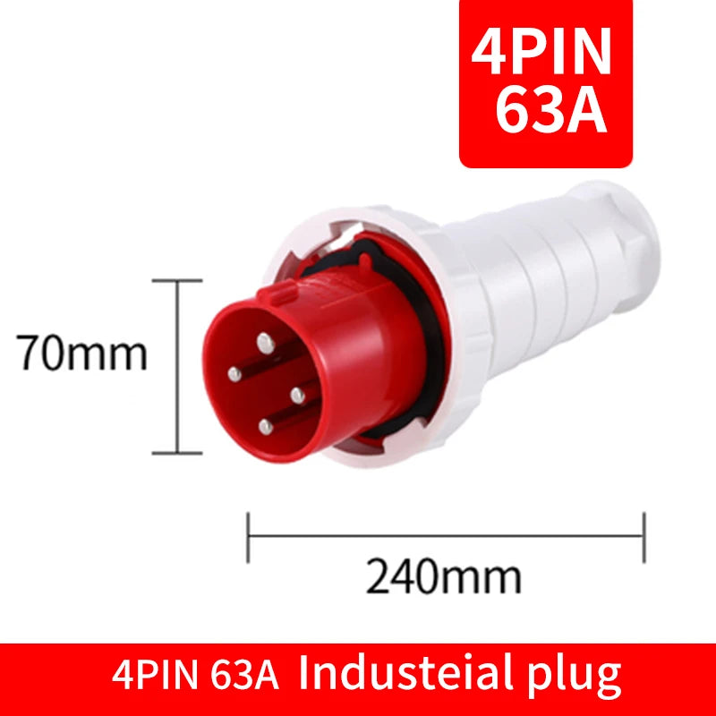 Waterproof Industrial Plug3 Pole 4 Pole 5 Pin dustproof socket IP67 Male and Female 63a 125a Mounted industrial socket 380V 415V