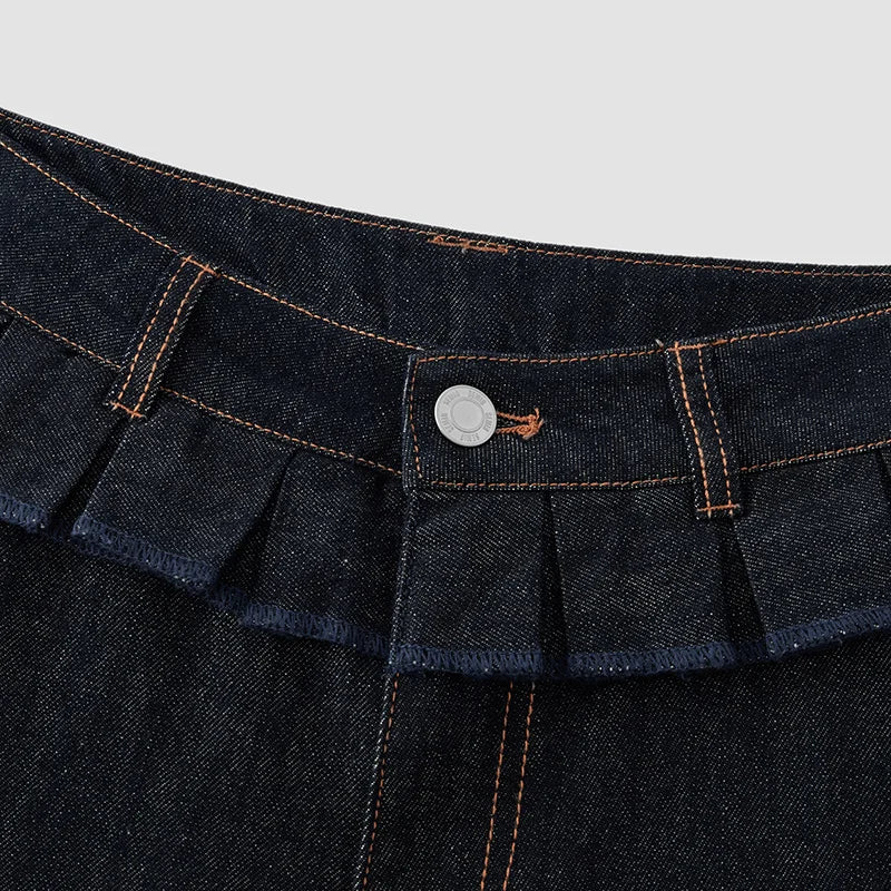 Semir Women Jeans Pleated 2026 Ruffle Trim Loose Fit Wide Leg Urban Casual Everyday Style Soft Comfortable Daily Wear